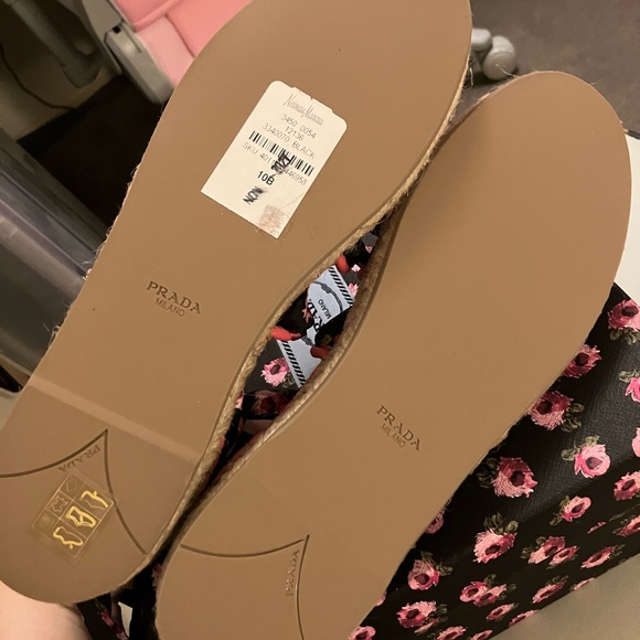 Prada beautiful lace up floral espadrille espadrilles summer sandals 40 9 9.5 - Picture 10 of 11